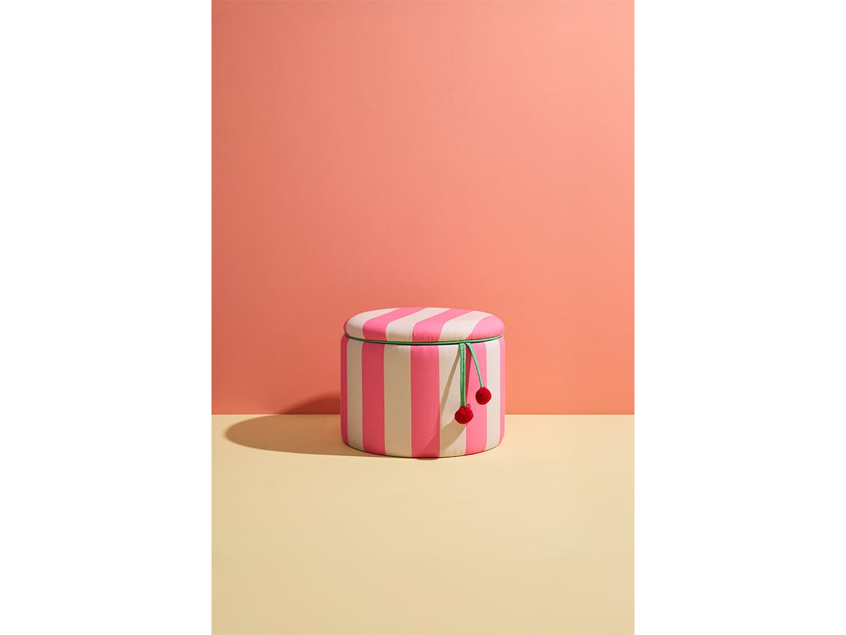 Pouffe Cylinder with Storage Pink