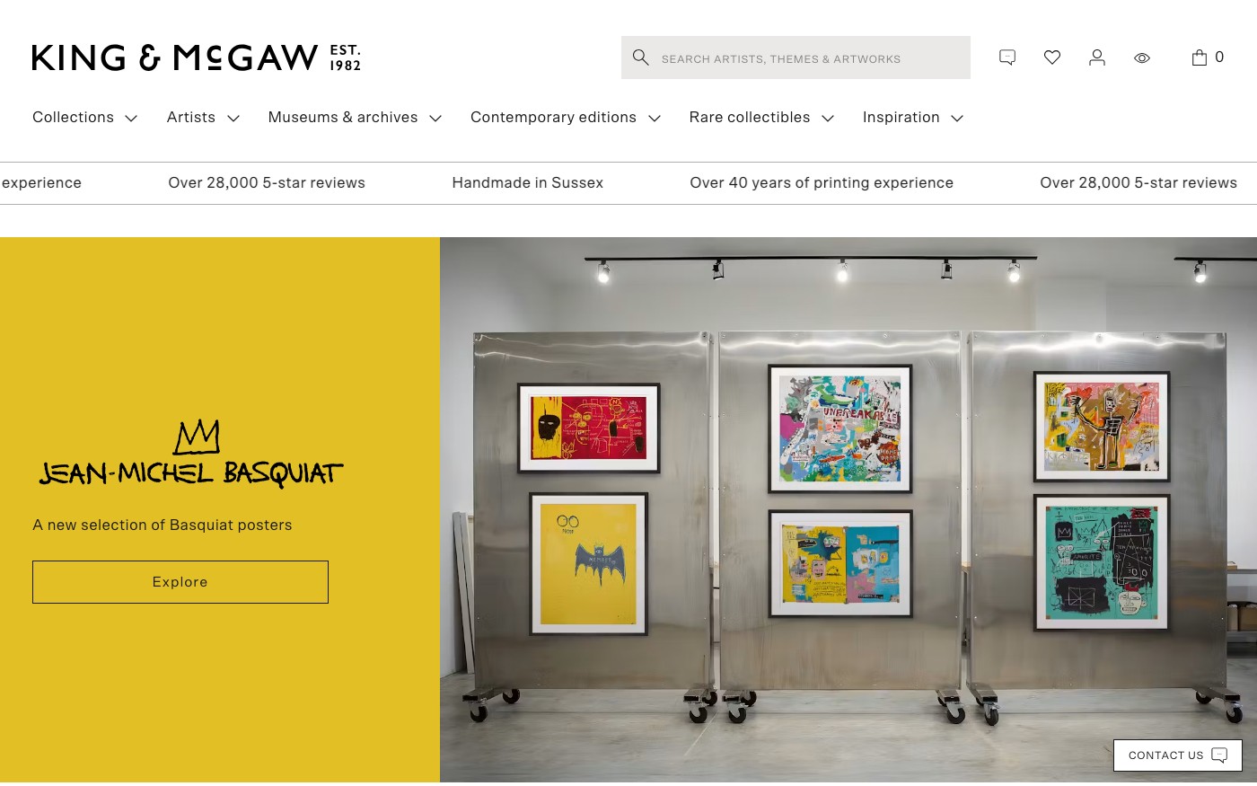 Captura de pantalla de la home de King & McGaw