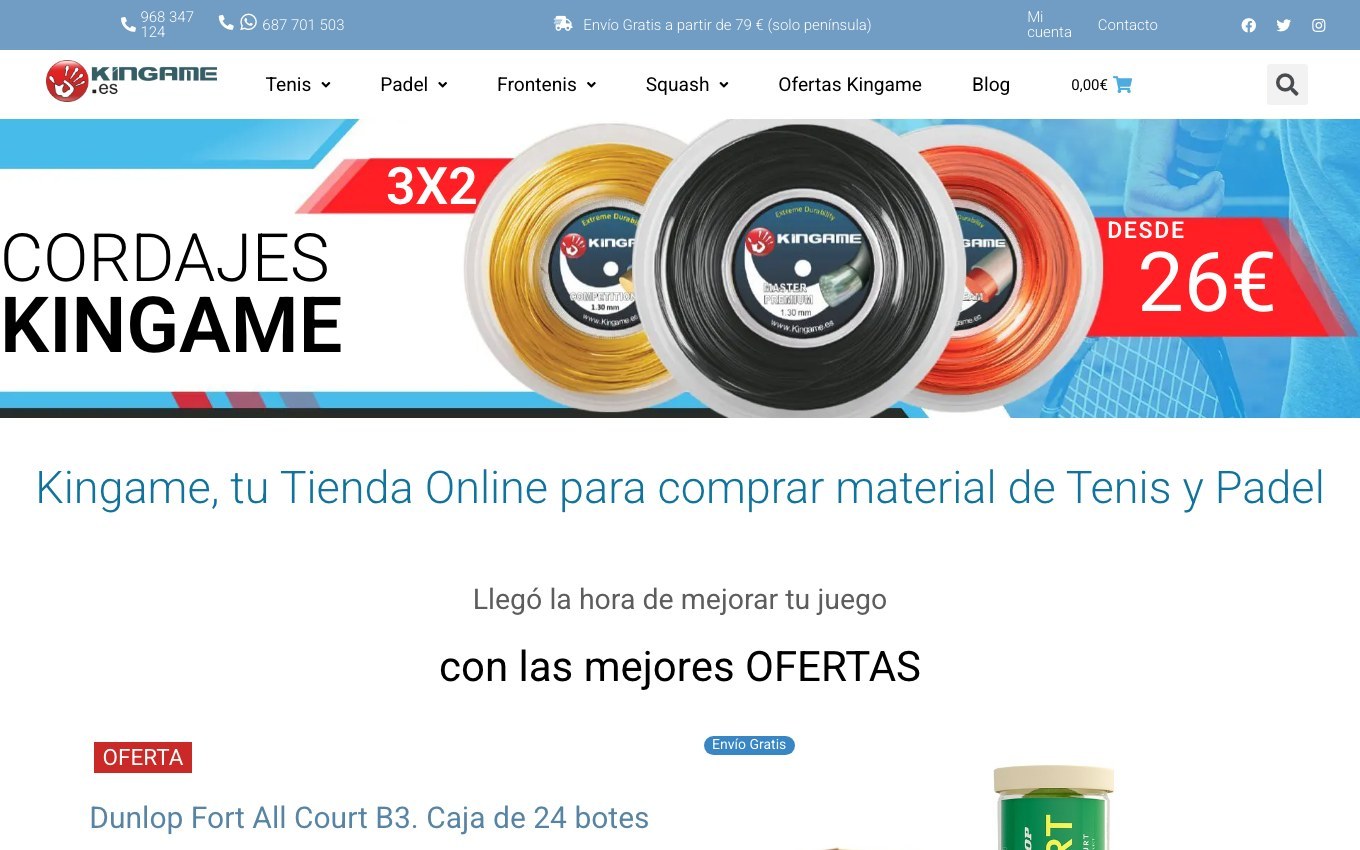 Captura de pantalla de la home de Kingame