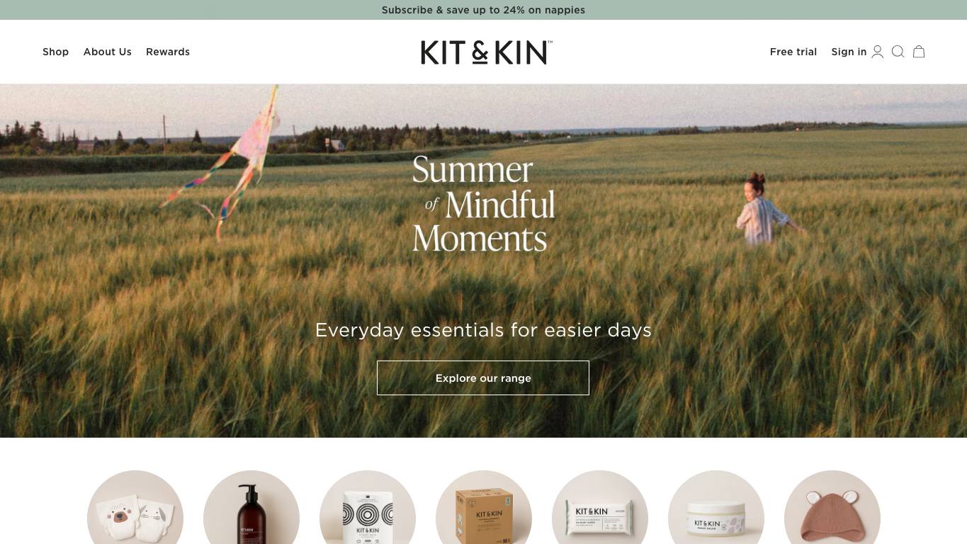 Captura de pantalla de la home de Kit & Kin