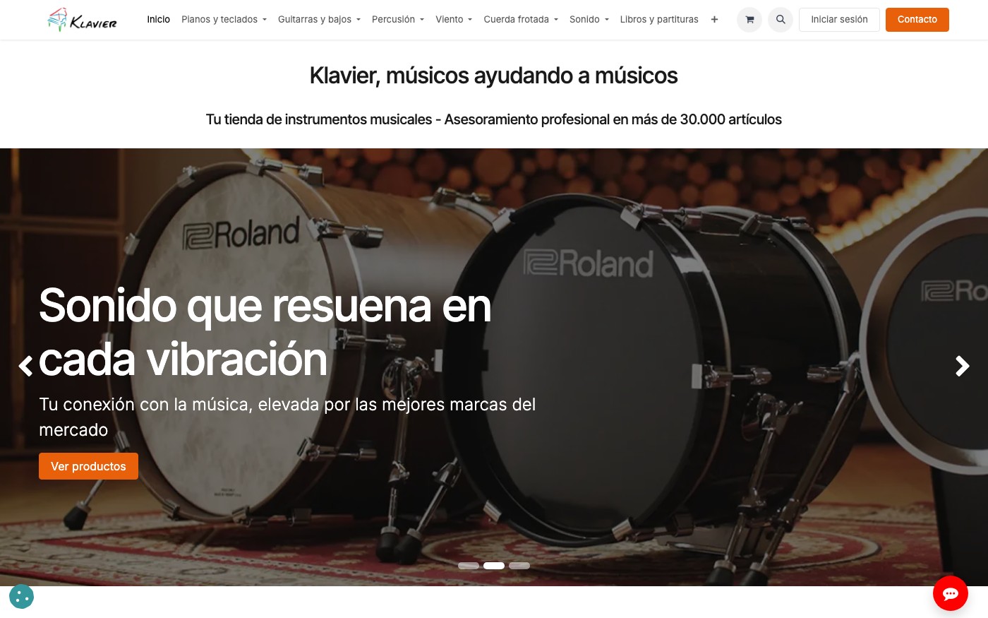 Captura limpia de la home oficial de Klavier