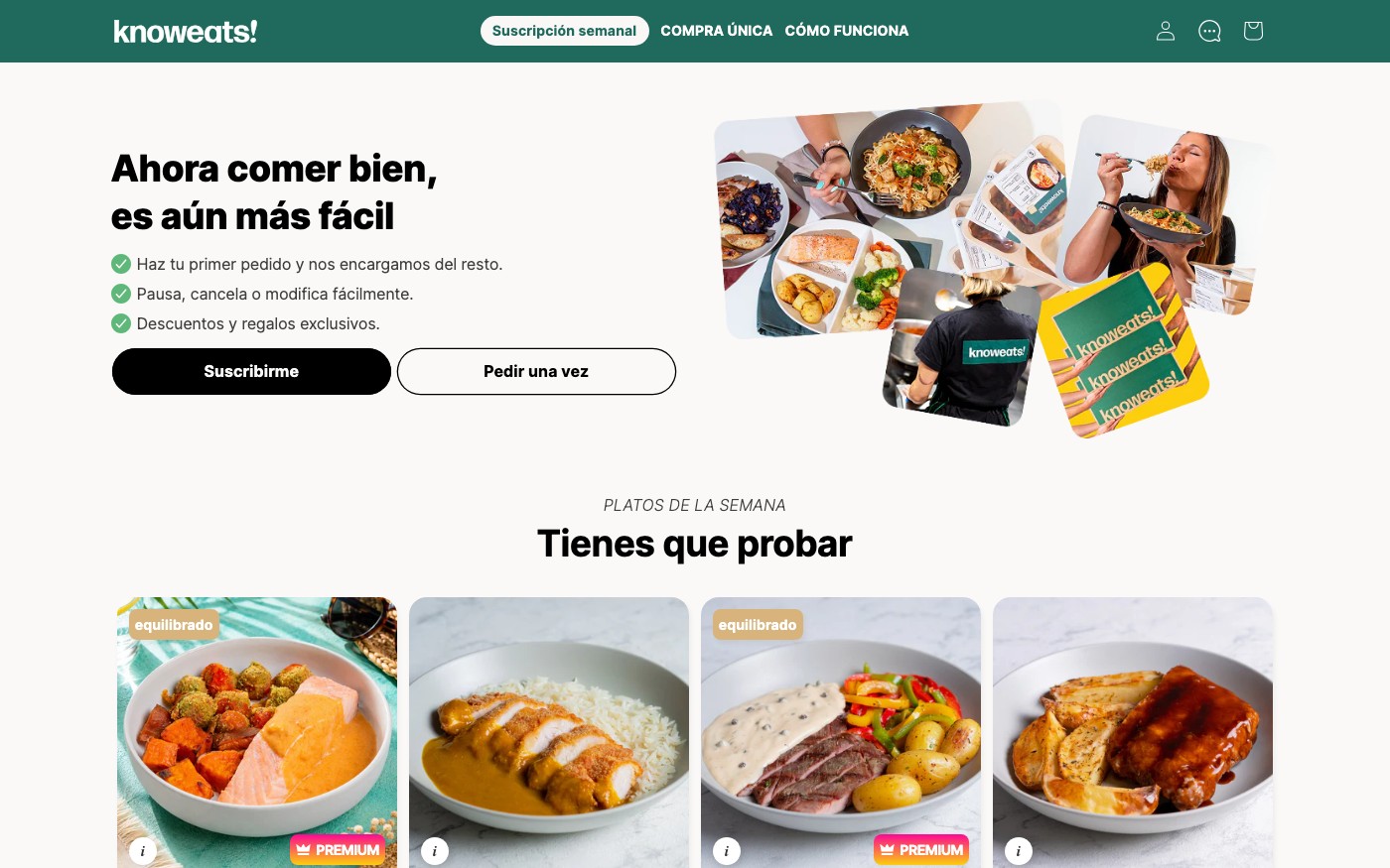 Captura limpia de la home oficial de Knoweats