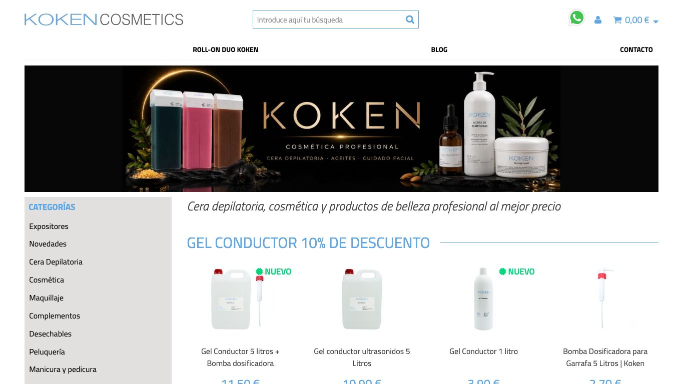 Captura real de la home de Koken