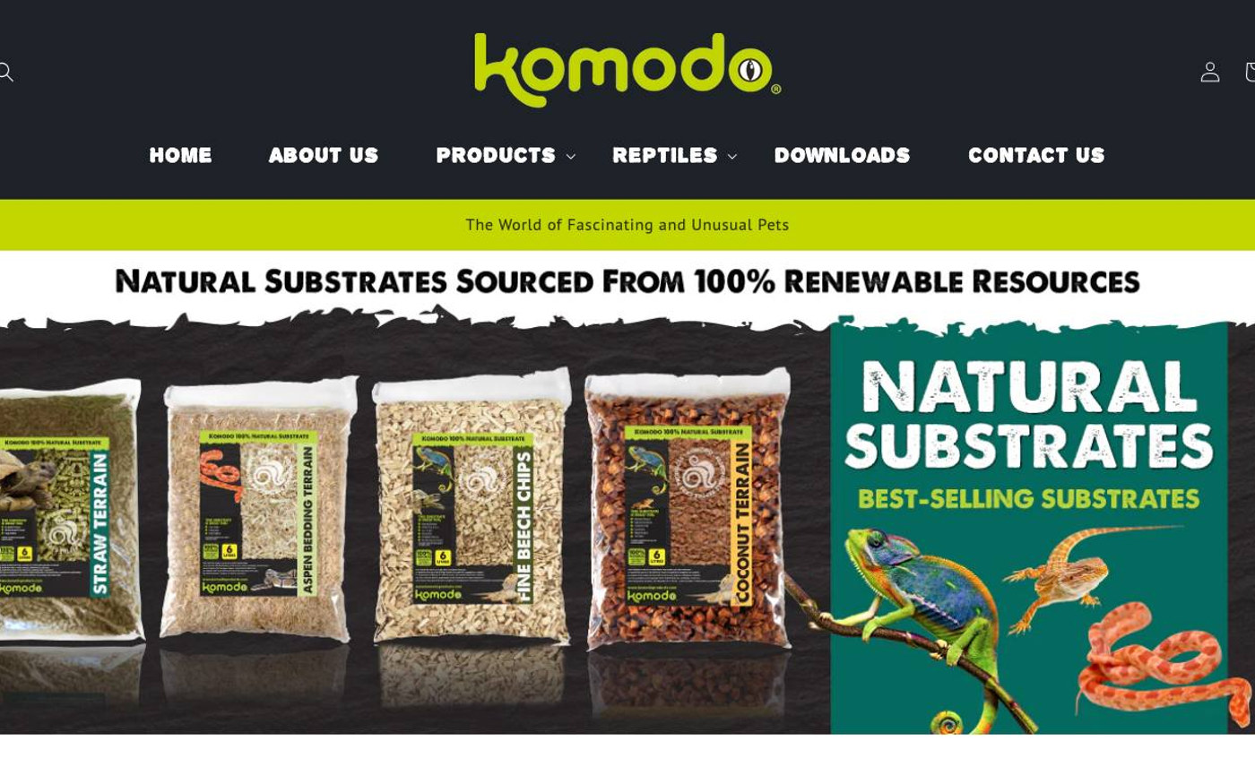 Captura de pantalla de la home de Komodo