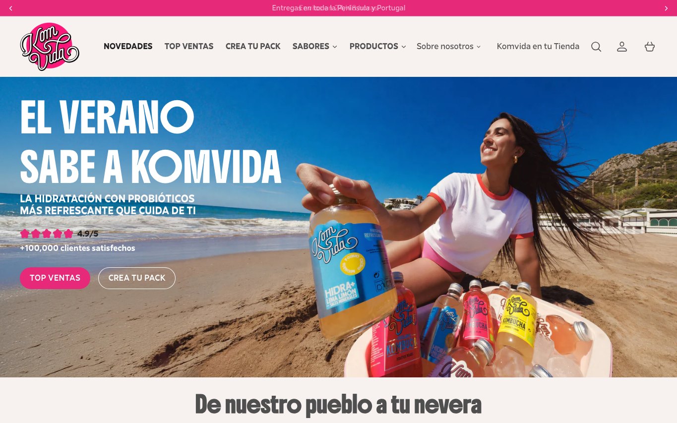 Captura de pantalla de la home de Komvida