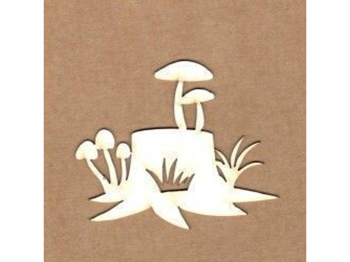 Chipboard Tocón con setas