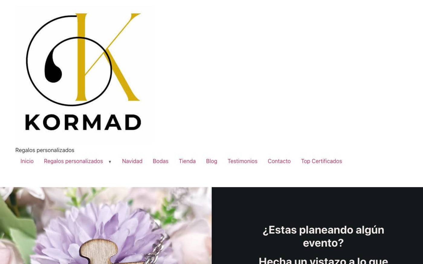 Captura de pantalla de la home de Kormad Center