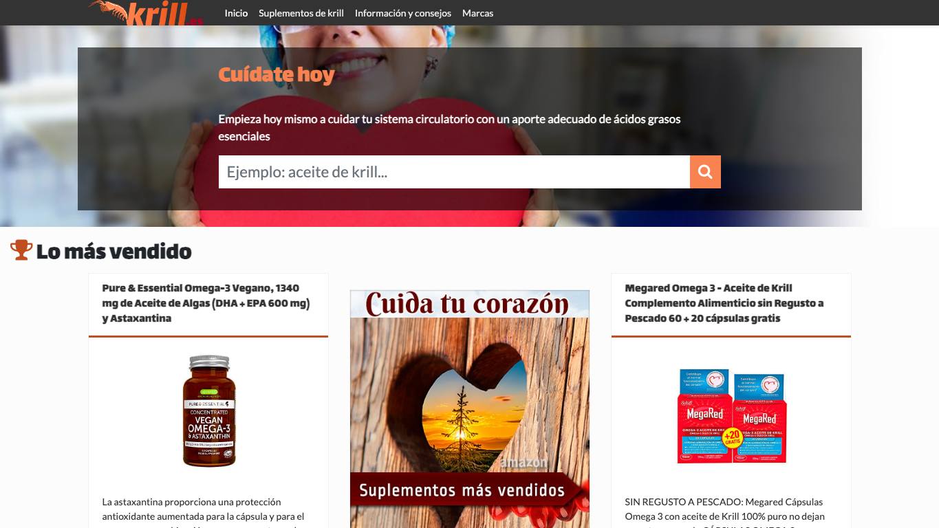 Captura de pantalla de la home de Krill.es