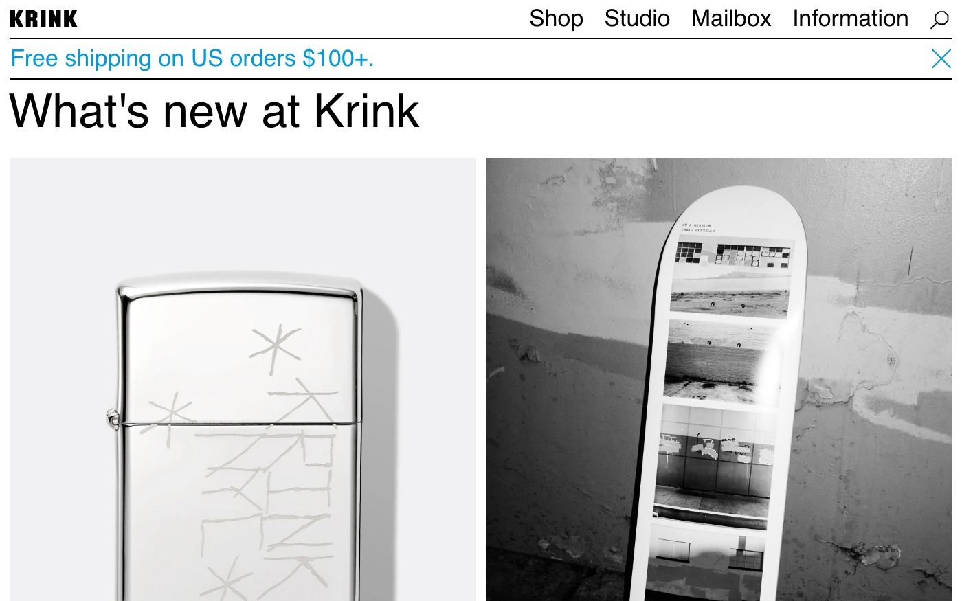 Captura limpia de la home oficial de Krink