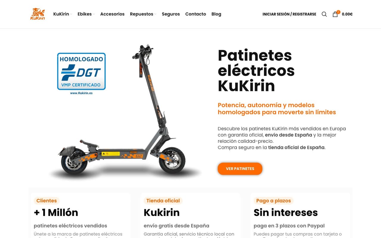Captura limpia de la home oficial de KuKirin España