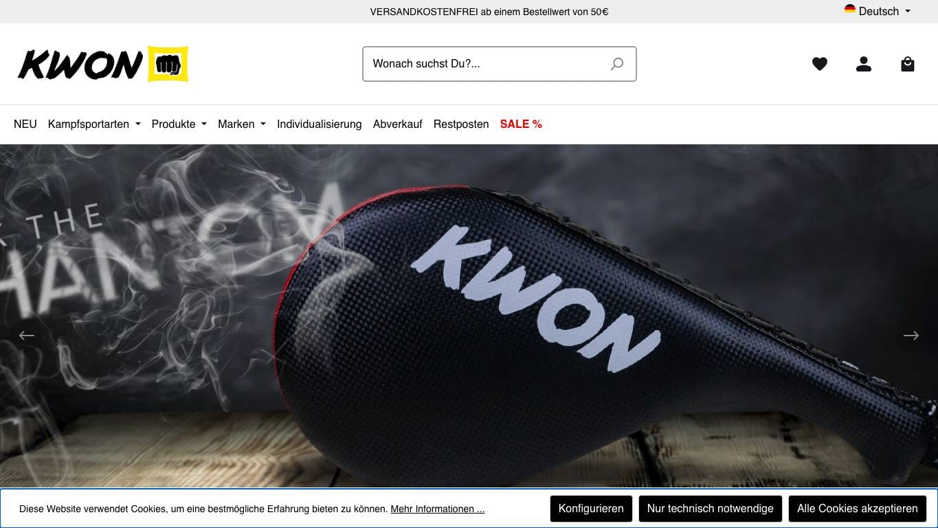 Captura de pantalla de la home de KWON