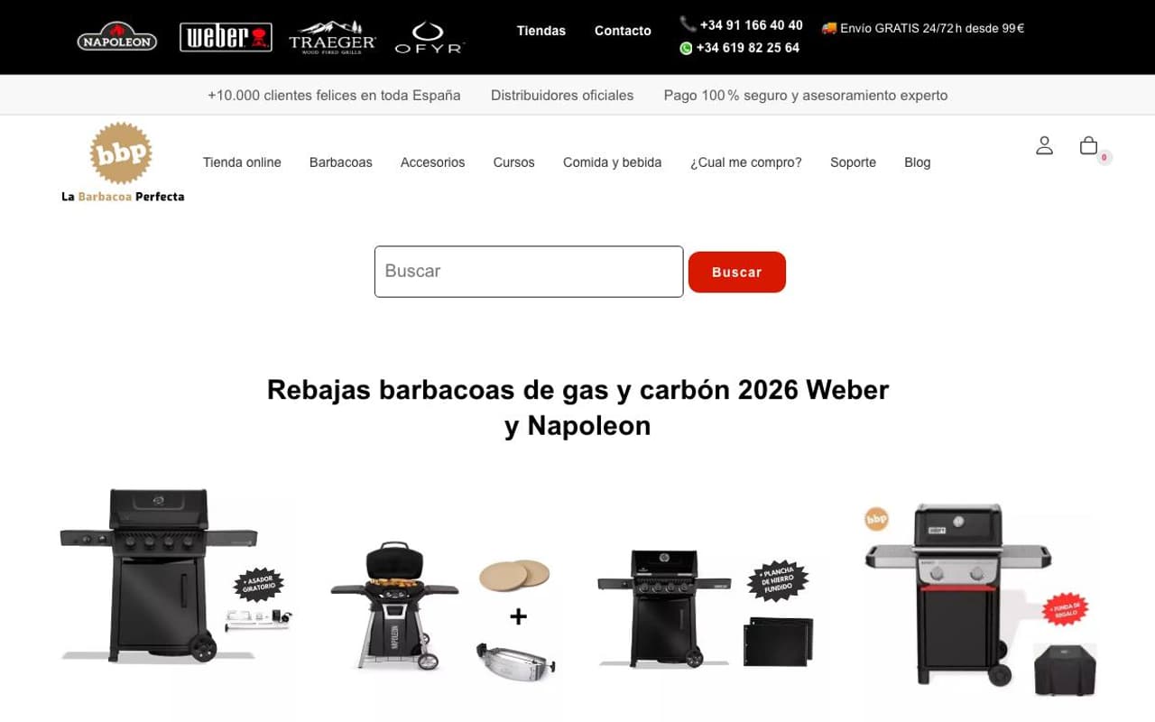Captura de pantalla de la home de La Barbacoa Perfecta