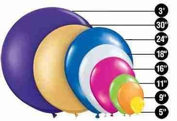 Globos y todos su Tamaños