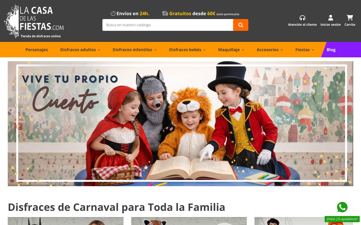 Captura de pantalla de la home de La Casa de las Fiestas
