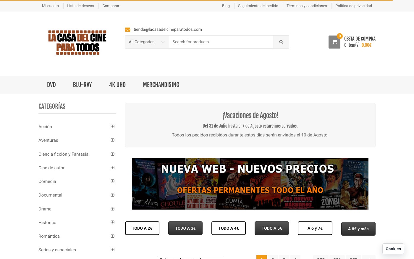 Captura limpia de la home oficial de La Casa del Cine para Todos
