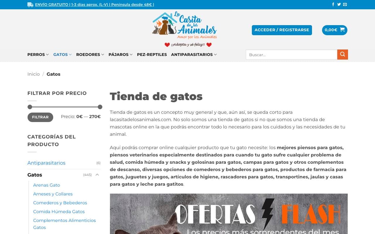 Captura limpia de la home oficial de La Casita de los Animales
