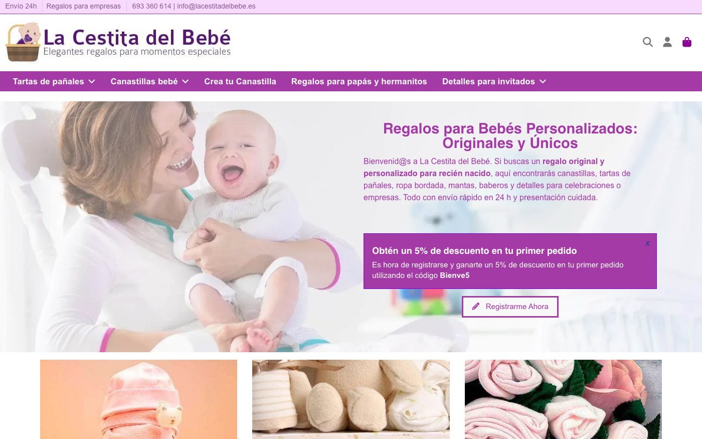 Captura limpia de la home oficial de La Cestita del Bebé