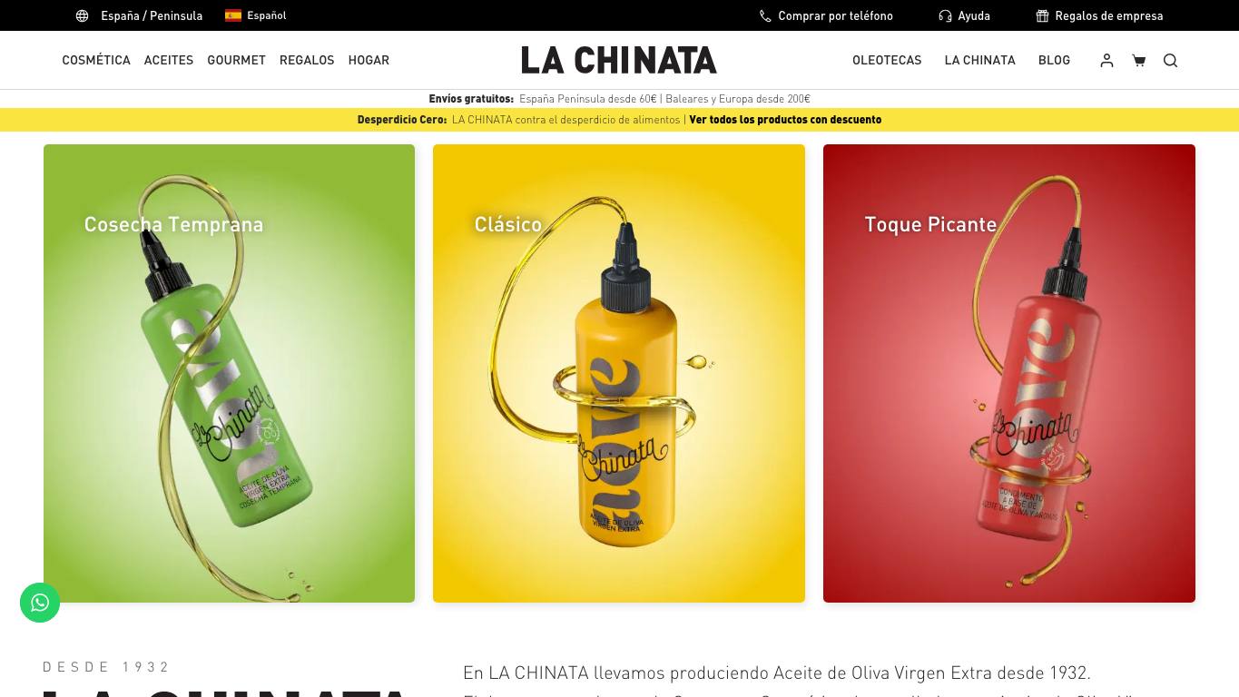Captura limpia de la home de La Chinata