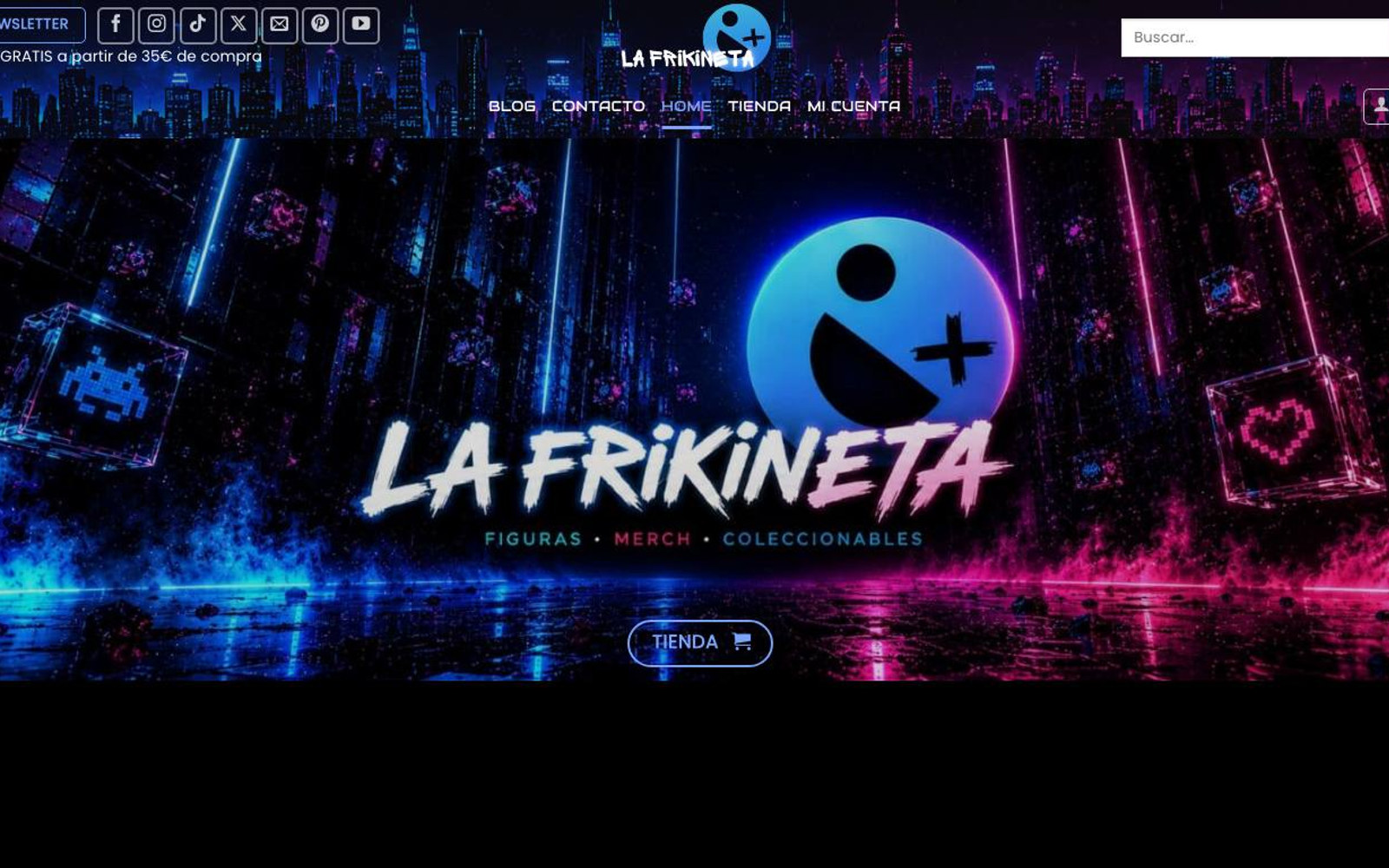 Captura limpia de la página de inicio de La Frikineta