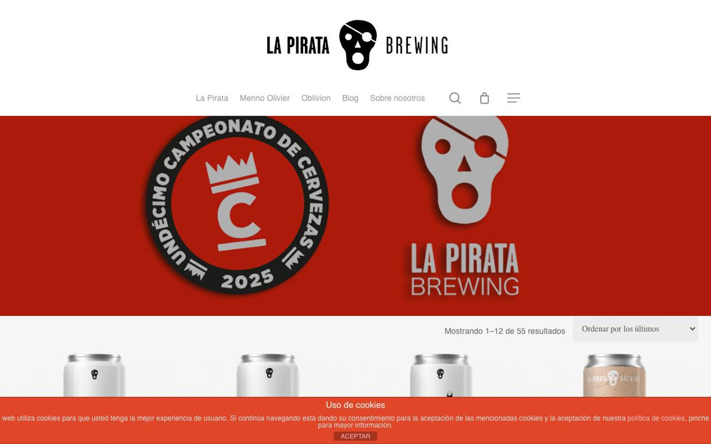 Captura limpia de la home oficial de La Pirata Brewing