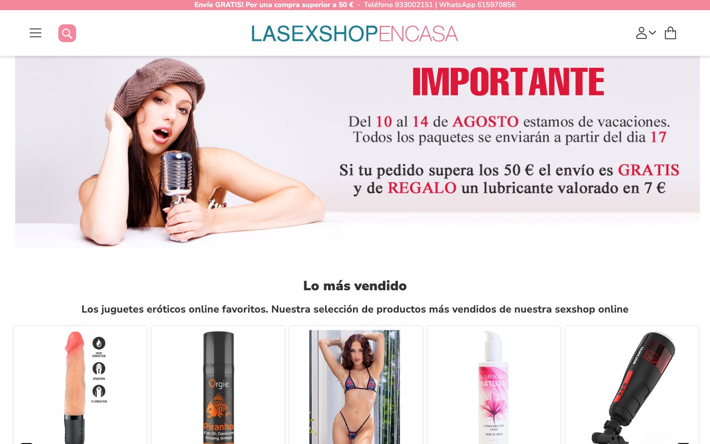 Captura limpia de la home oficial de La Sex Shop en Casa