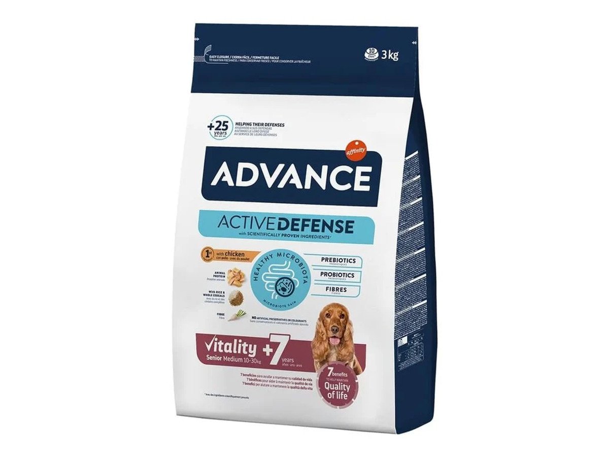 Advance Medium Senior +7 Active Defense Pollo y Arroz pienso para perros 3kg