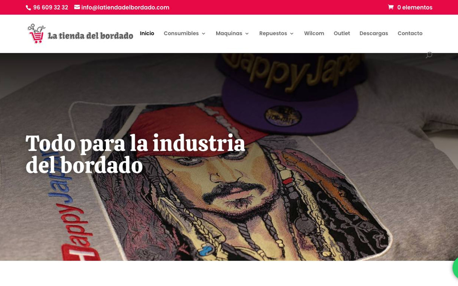 Captura de pantalla de la home de La Tienda del Bordado