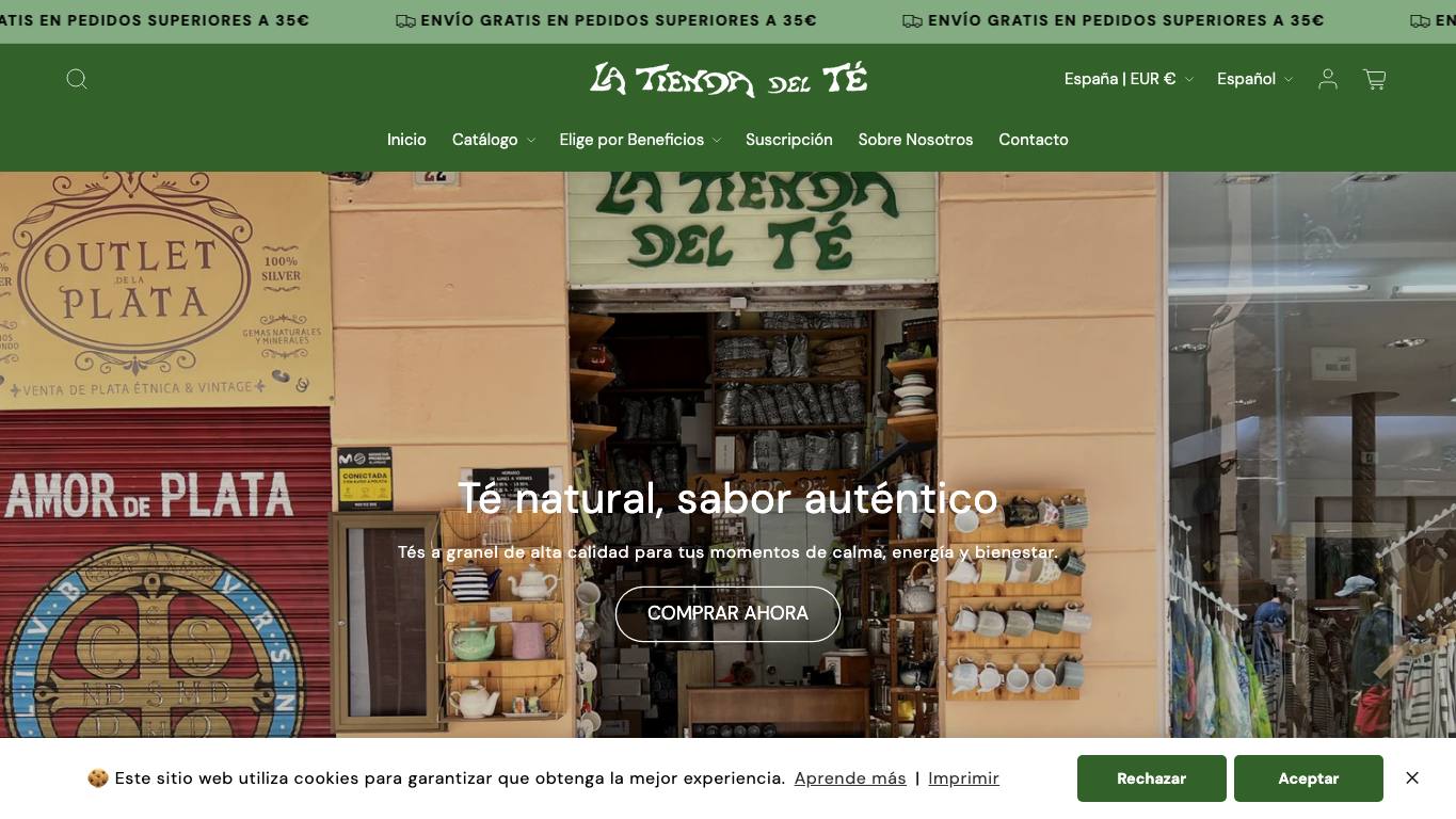 Captura limpia de la home de La Tienda del Té