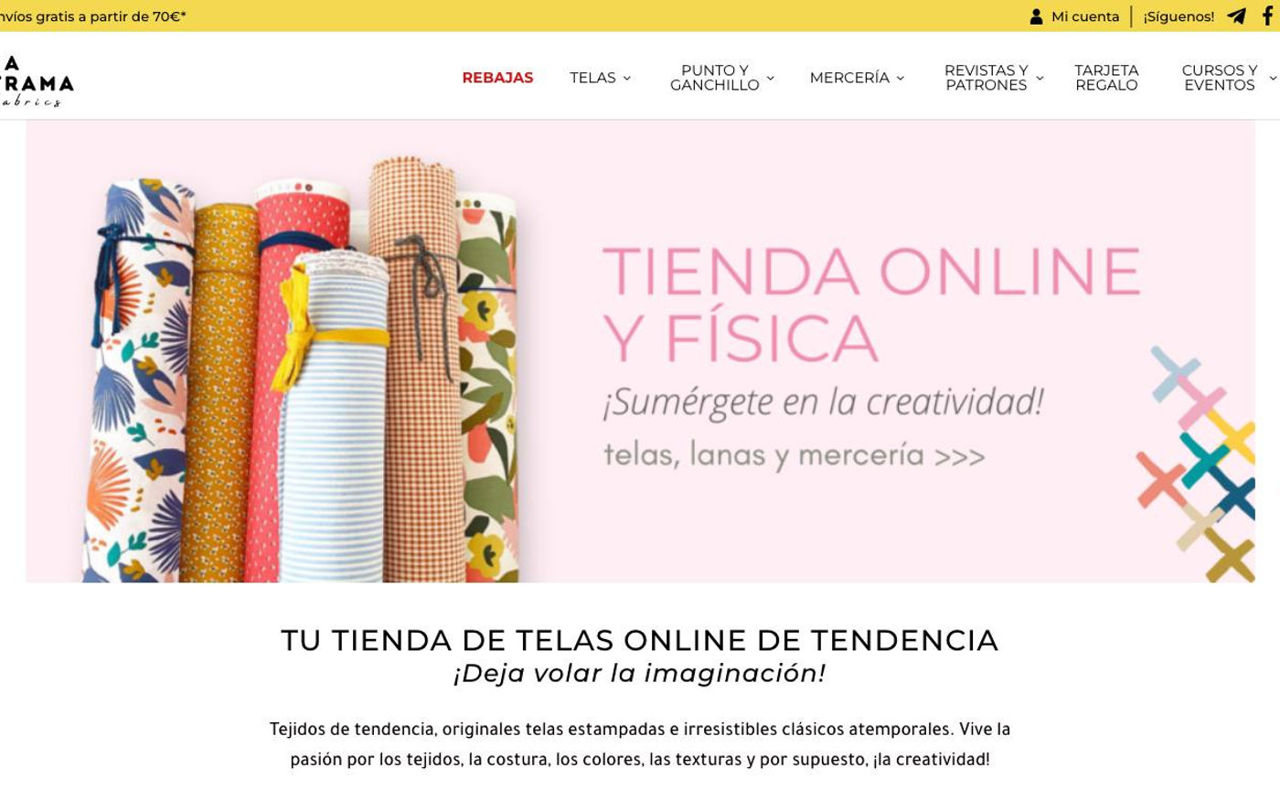 Captura de la portada de La Trama Fabrics, tienda online de costura.