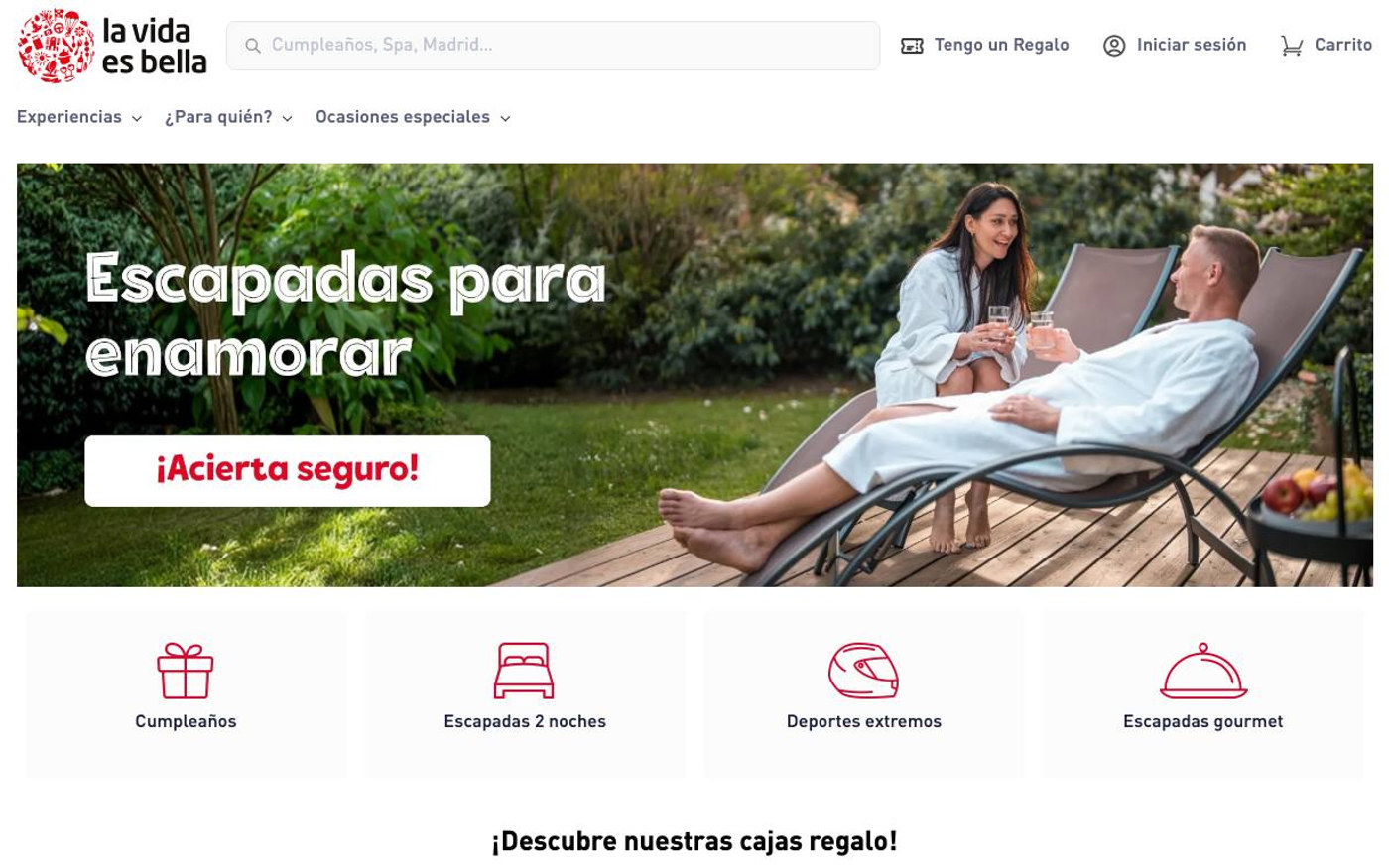 Captura limpia de la home oficial de La vida es bella