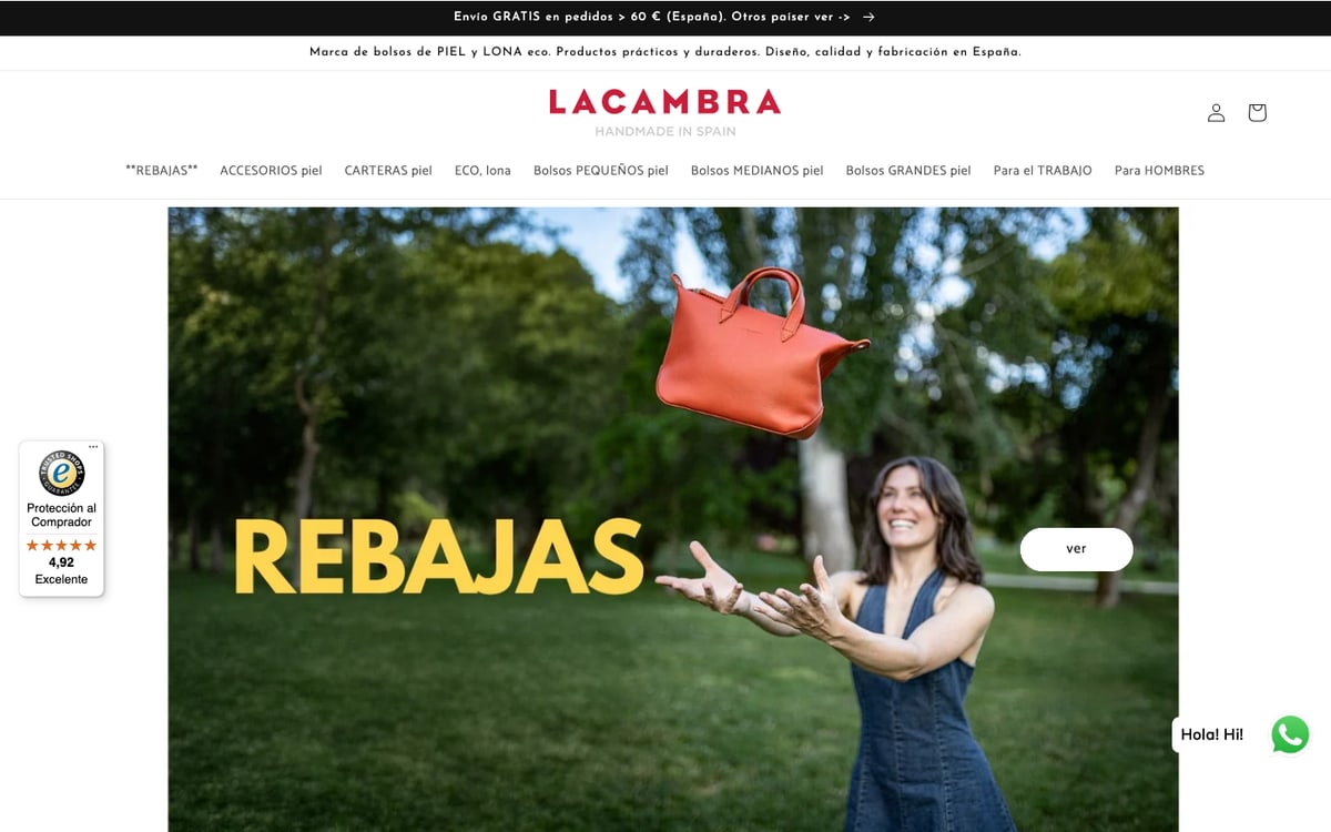 Captura real de la home de Lacambra