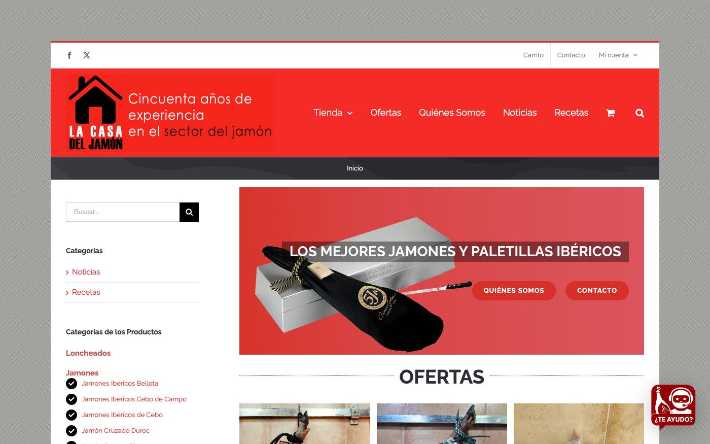 Captura limpia de la home oficial de La Casa del Jamón