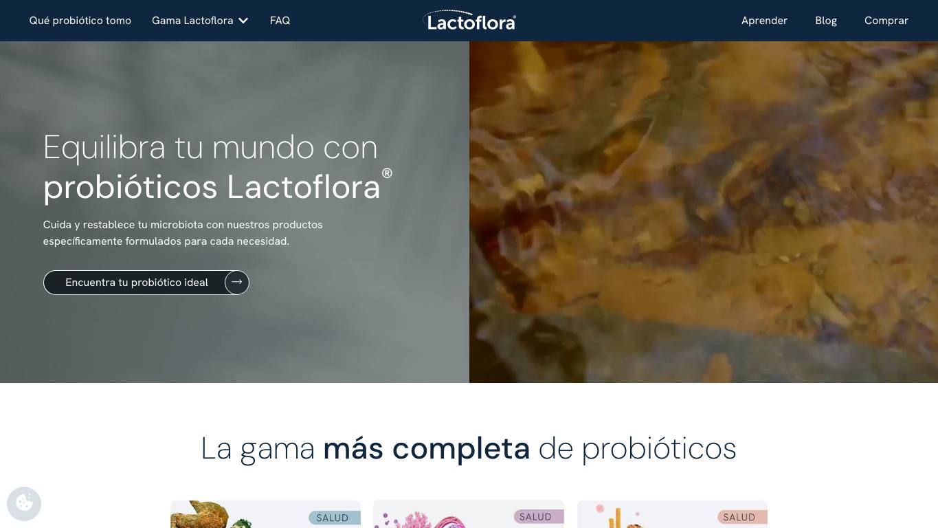 Captura limpia de la home de Lactoflora