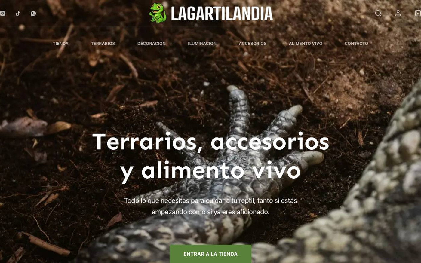 Captura de pantalla de la home de Lagartilandia
