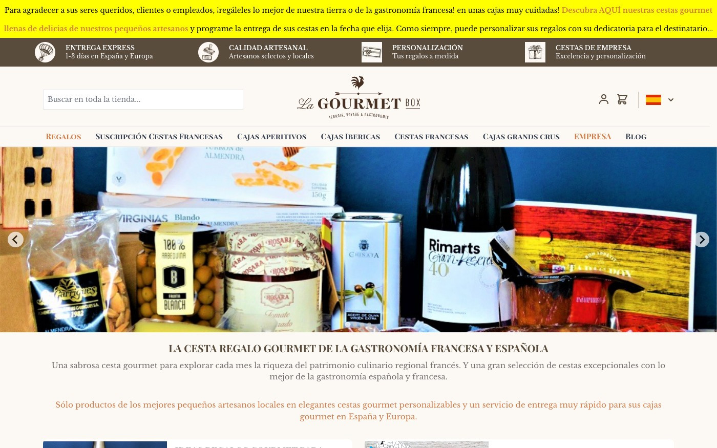 Captura limpia de la home oficial de La Gourmet Box