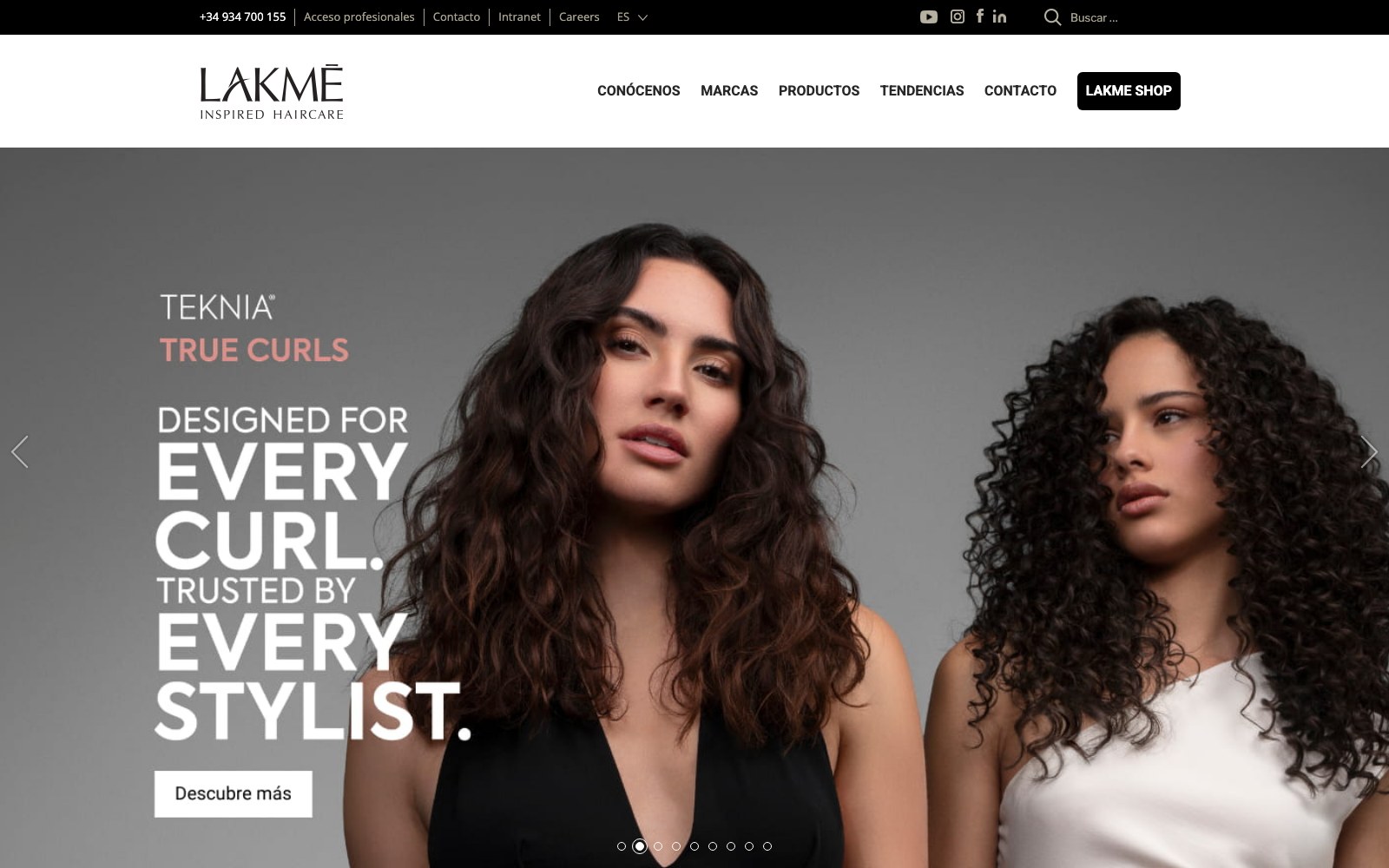 Captura real de la home de Lakmé