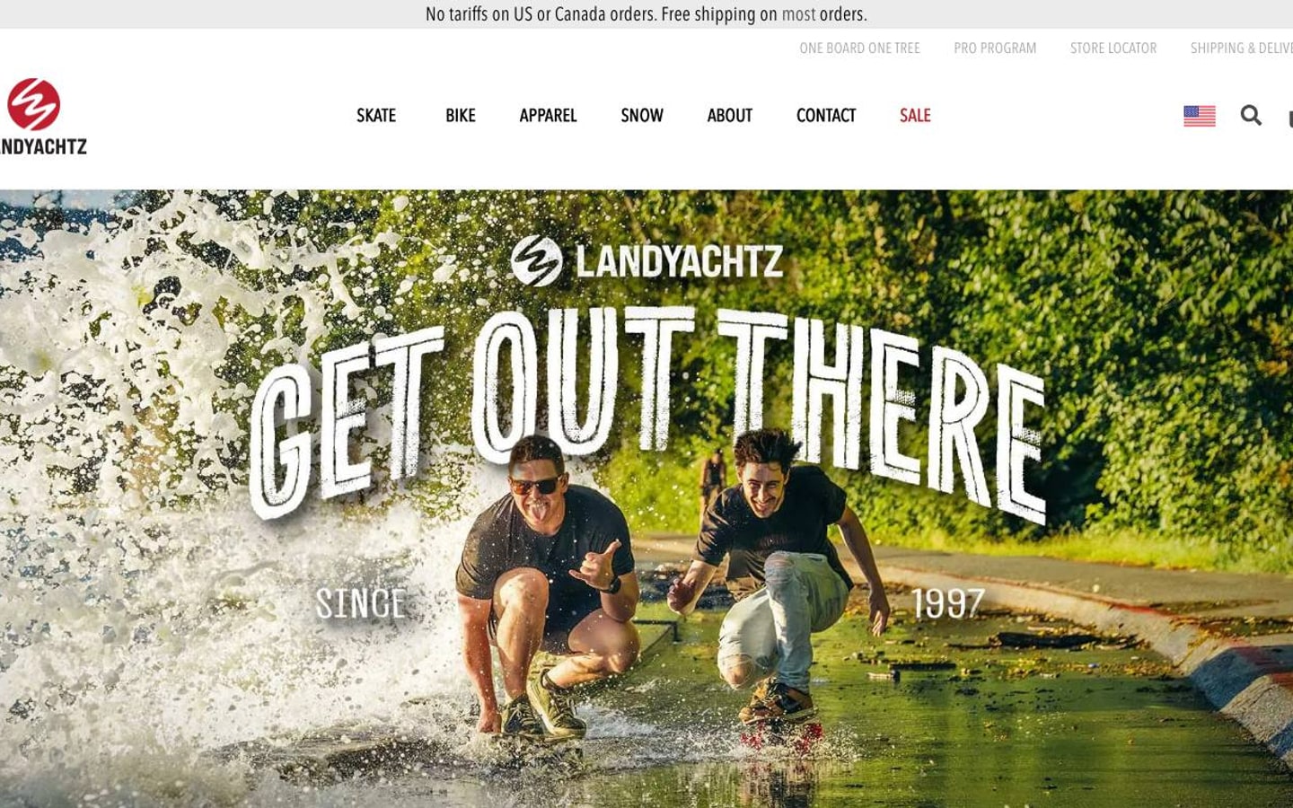 Captura de pantalla de la home de Landyachtz