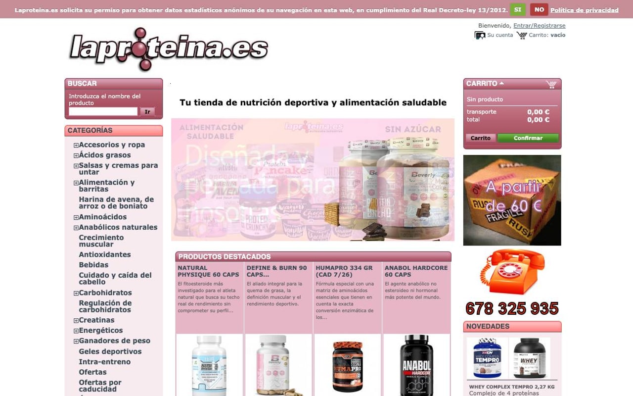 Captura de pantalla de la home de LaProteina.es