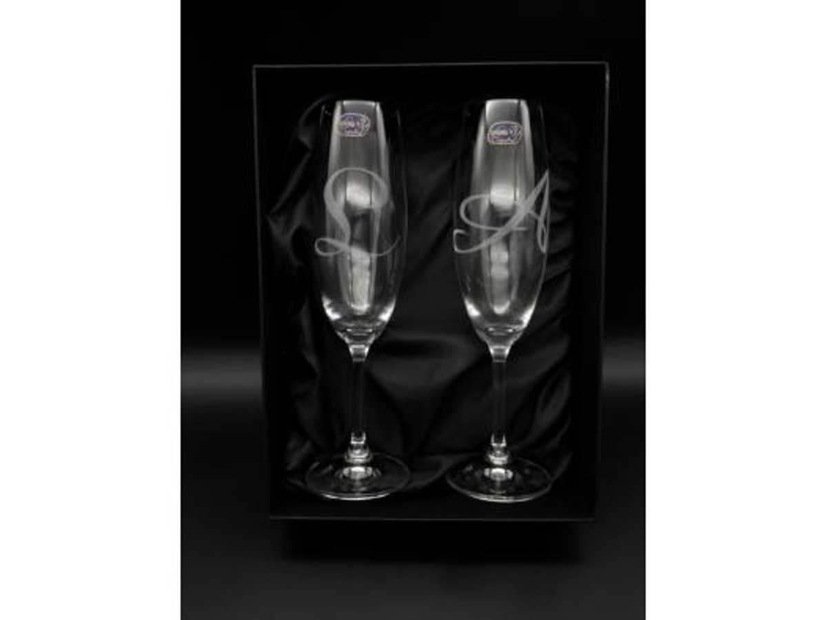 Copa de cava de cristal de Bohemia personalizada