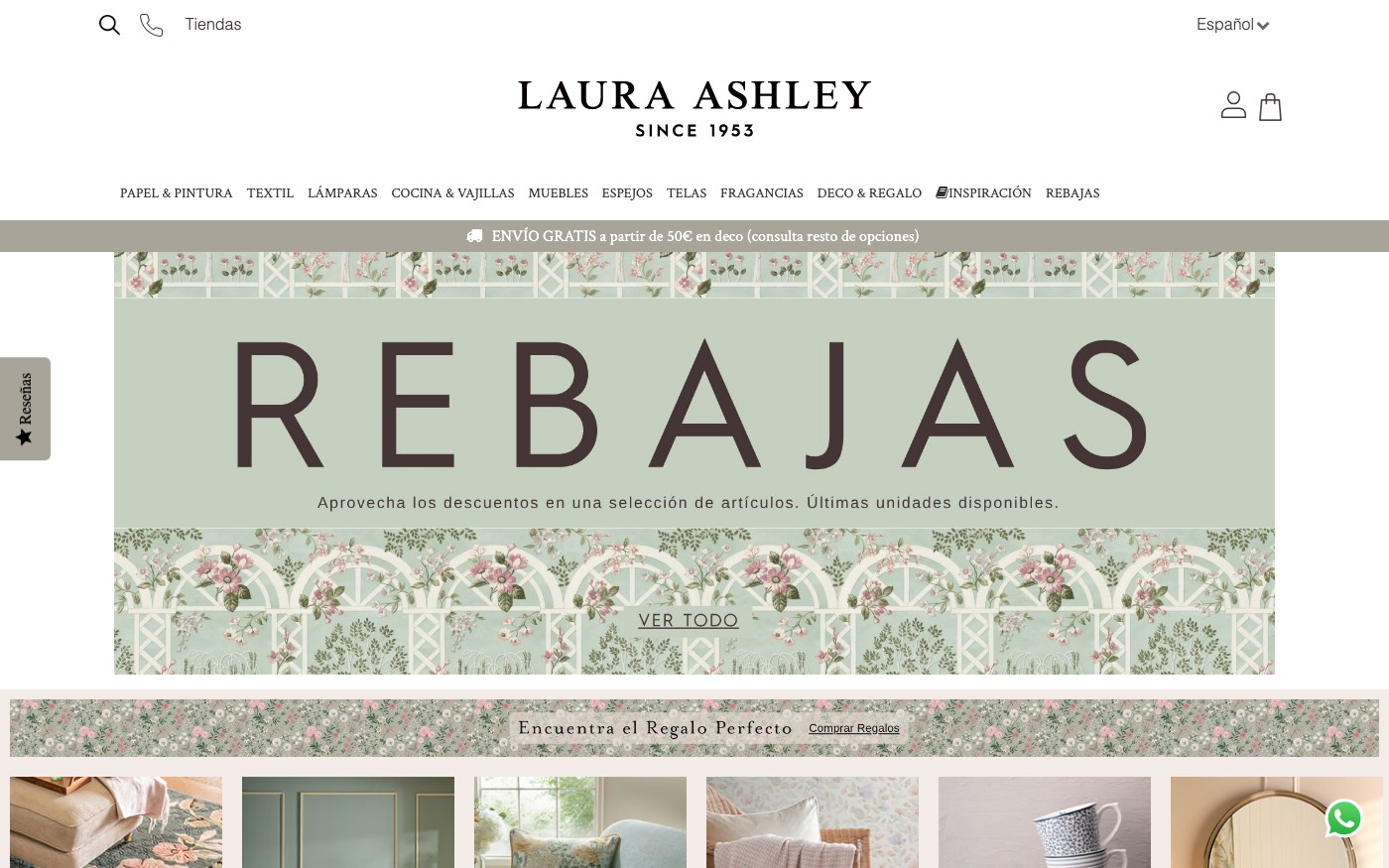 Captura de pantalla de la home de Laura Ashley