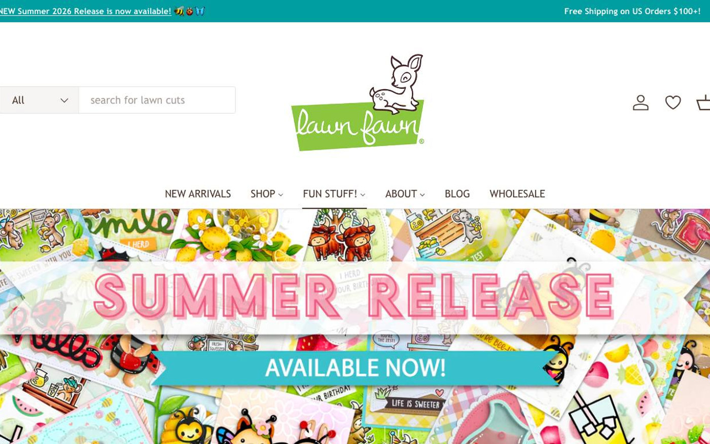 Captura de pantalla de la home de Lawn Fawn