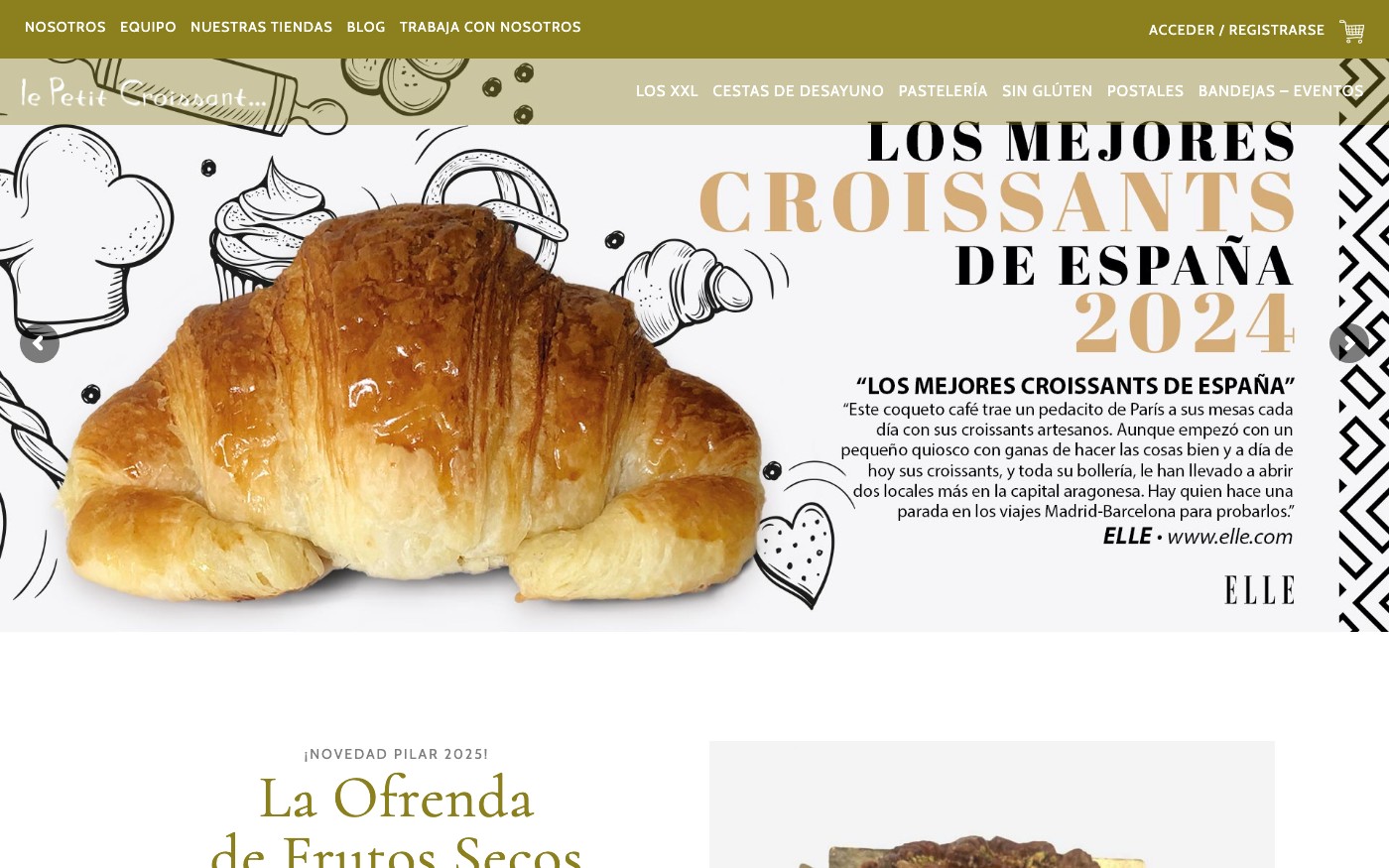 Captura de pantalla de la home de Le Petit Croissant