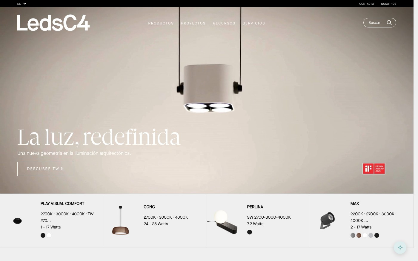 Captura limpia de la home oficial de Leds C4