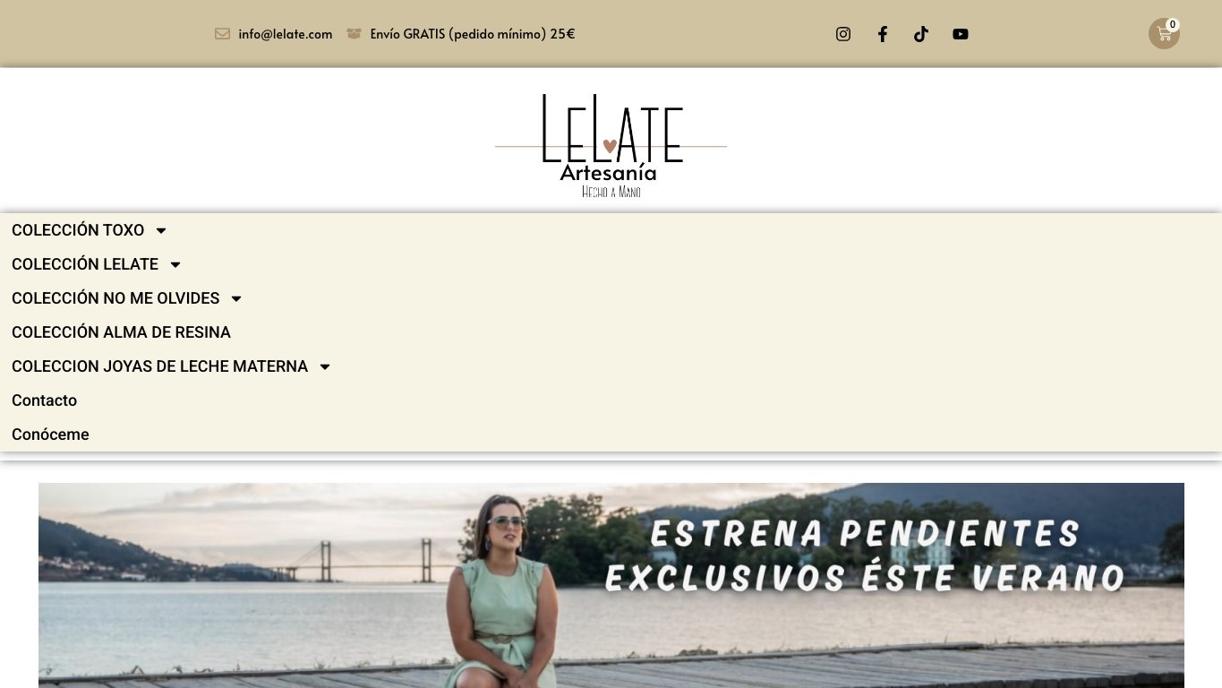 Captura real de la home de Lelate