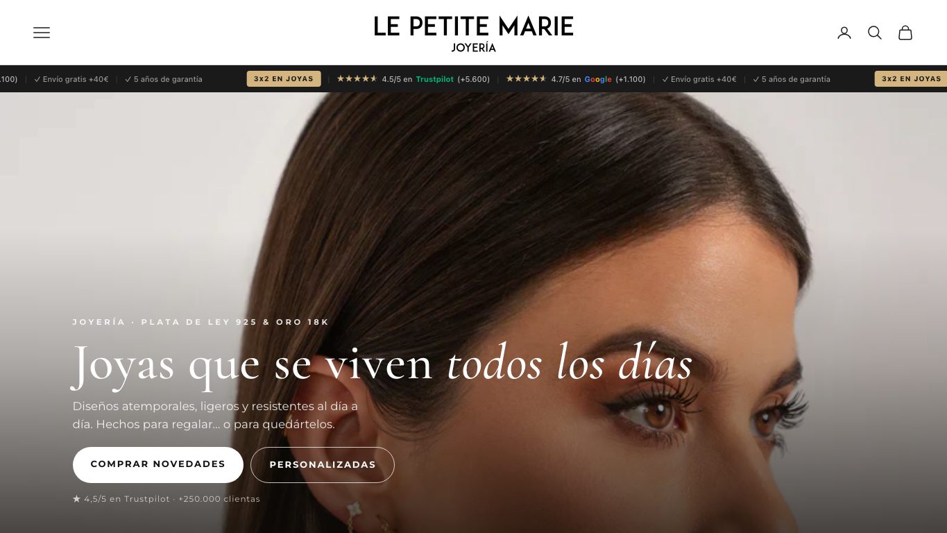 Captura real de la home de LePetiteMarie