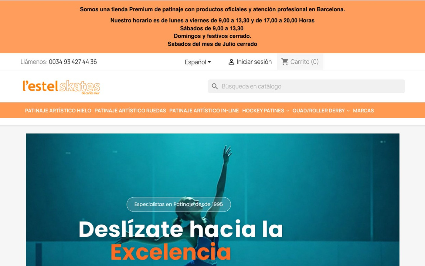 Captura de pantalla de la home de Lestel Skates
