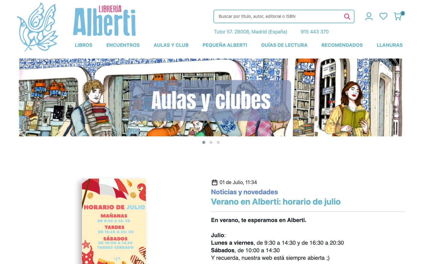 Captura limpia de la home oficial de Librería Rafael Alberti