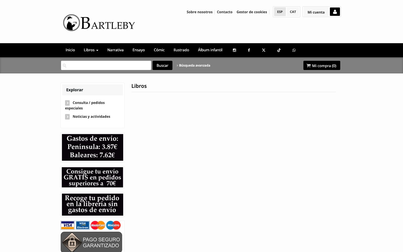 Captura limpia de la home oficial de Librería Bartleby
