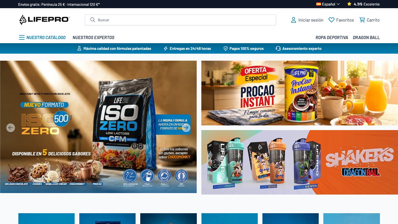 Página principal de Life Pro Nutrition