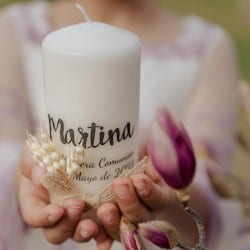 Vela de Comunión personalizada con espiga de trigo